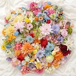 Assorted Artificial Silk Craft Flowers - Multicolored Floral Set