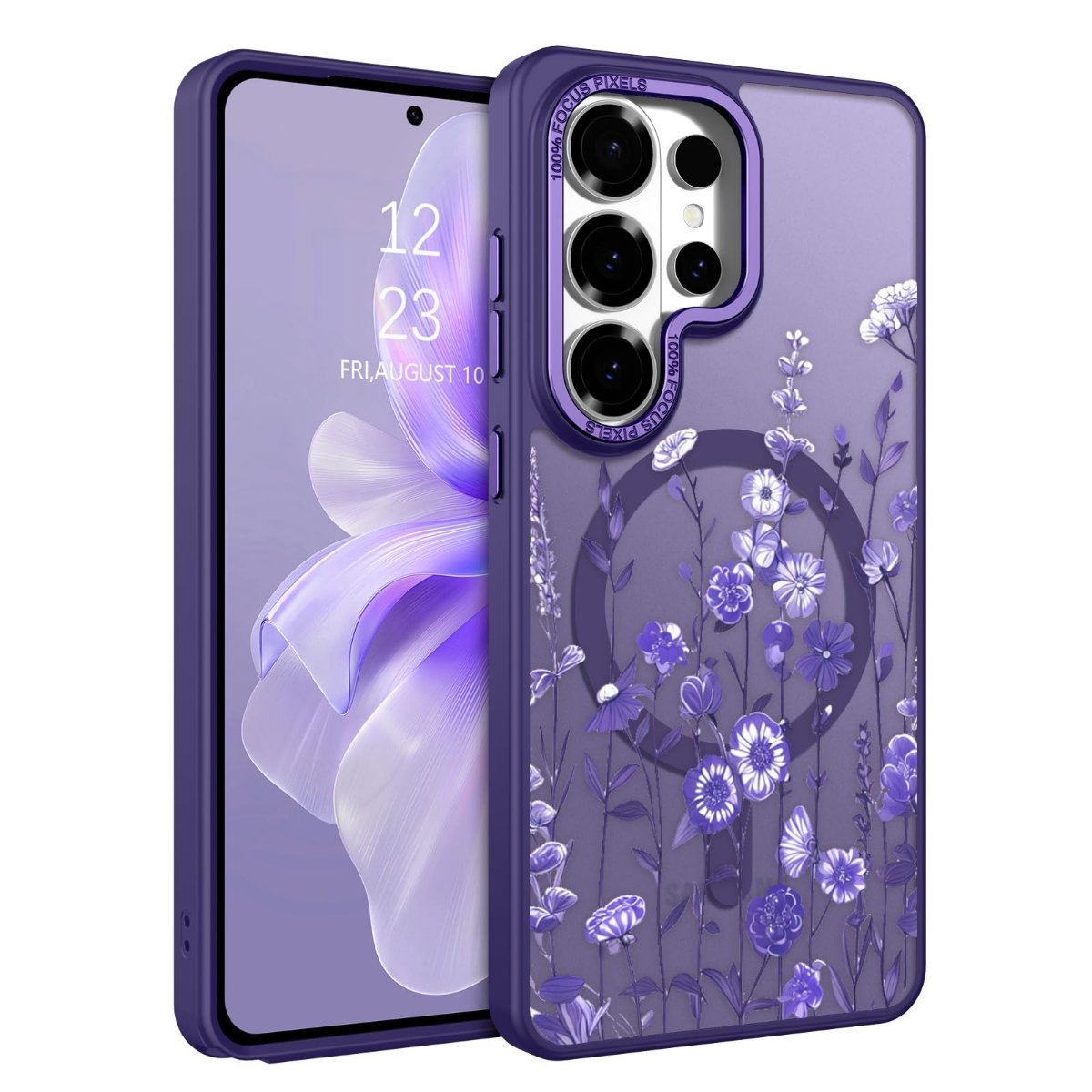 Purple Floral Print Protective Phone Case
