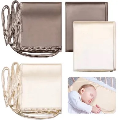 Hosuly Satin Bassinet Sheets, Newborn Infant (Coffee, Khaki)
