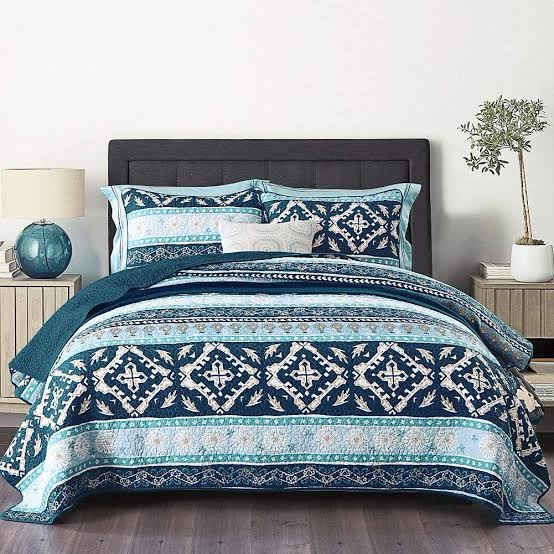 Newlake Cotton Bedspread/Quilt - Geometric Pattern, Twin Size