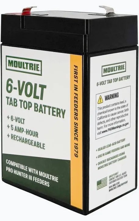 Moultrie 6 Volt 5 Amp Hour Rechargeable Tab Top Battery