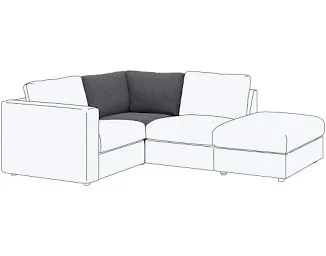 61" Wide Gray Coner Seat Section