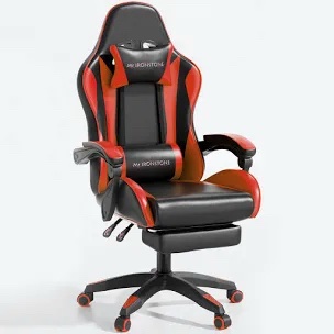 Ergonomic Racing Gaming Chair, Reclining High Back Swivel Office Chair With Massage Lumbar Cushion & Adjustable Headrest