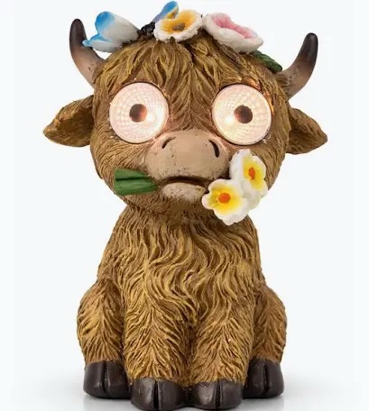 iStatue Solar Highland Cow Figurine