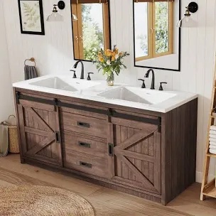 Box 2/2 Chimira 60" Double Sink Bathroom Vanity With Sink Combo Set,basin