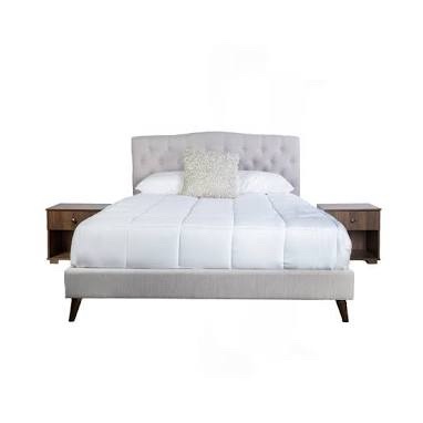 King Upholstered Bed with 2 Night Stands - Gray