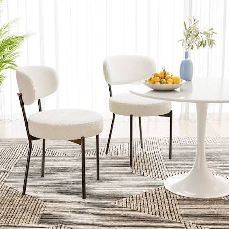 (One only)Minimalist Round Back Dining Chair- faux fur
