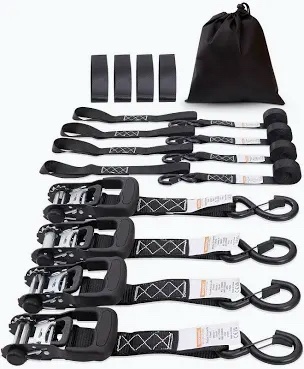 VEVOR Ratchet Strap with S Hooks, 1.6in x 8ft, 4-Pack