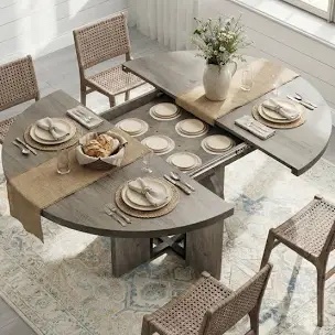 Base only Prestow Whitewashed and Light Grey Extending Dining Table