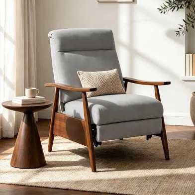 Adjustable Recliner with Manual Push-Back Reclining and Integrated Footrest