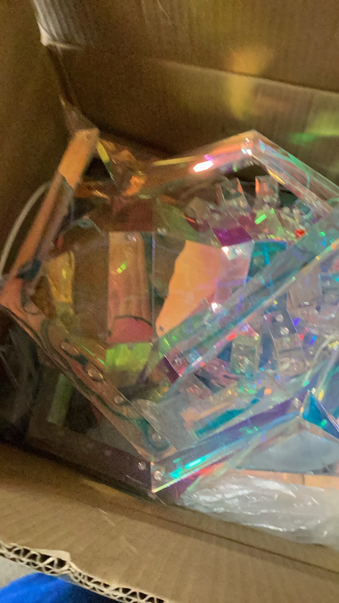 Iridescent Geometric Acrylic Table Lamp Shade or Decorative Object
