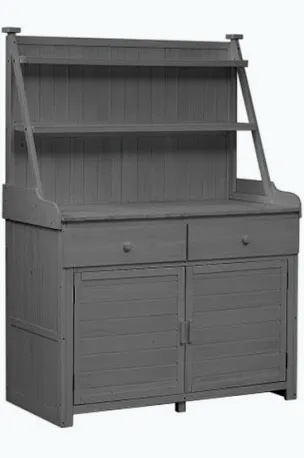 65inch Garden Potting Bench Table, Fir Wood Workstation with Storage Shelf, Drawer and Cabinet