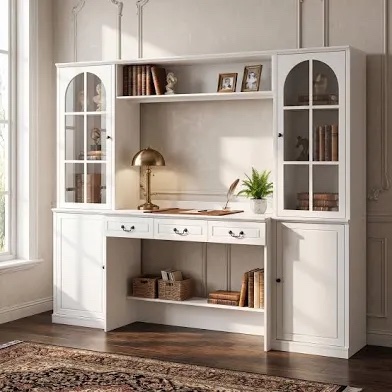 Furniouse Wooden Entertainment Center / Wall Unit(hutch desk)