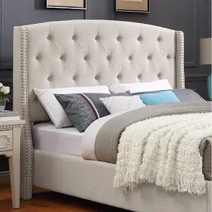 73” Velvet Wingback Headboard With Nailhead Trim & Hardware Included king size
