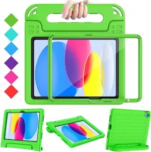 Shockproof Tablet Case with Built-in Screen Protector and Handle (Green)