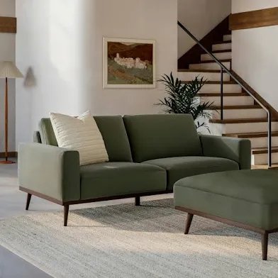 Elegant Mid Century Large Sofagreen (Stock Photo May Not Be Exact)- Box 1 Only