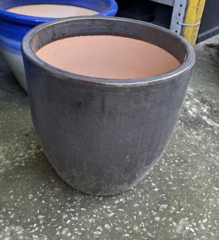 Large Round Frost Resistant Glazed Ceramic Planter- small crack