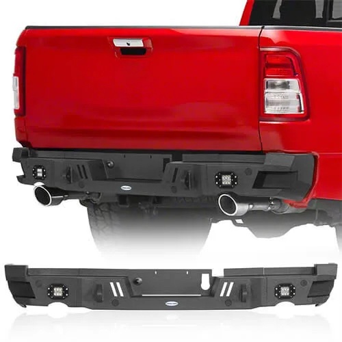 Hooke Road 2019-2026 Ram 1500 Offroad Aftermarket Rear Bumper w/LED Spotlights