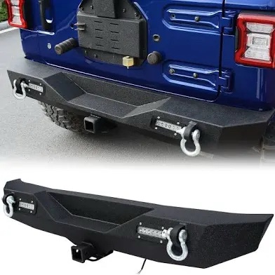 MLIGHT Off-Road Rear Bumper with Integrated LED Lights and Hitch Receiver
