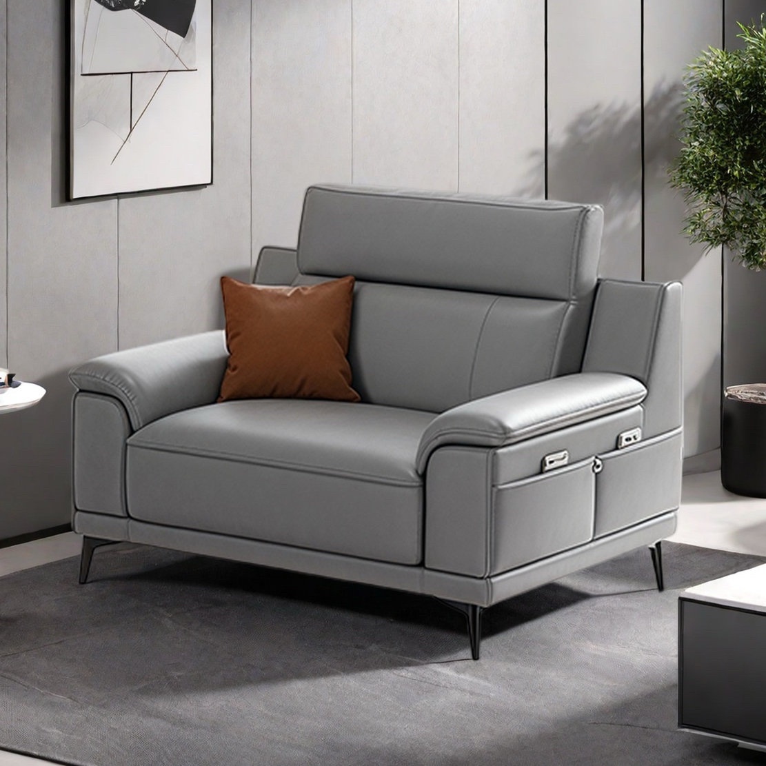 Carton 1 Of 2 Jacindo Power Recliner-Light Gray