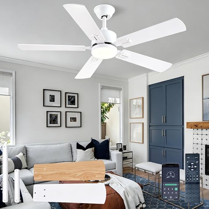 46" Low Profile Ceiling Fan Light With Remote/app Control