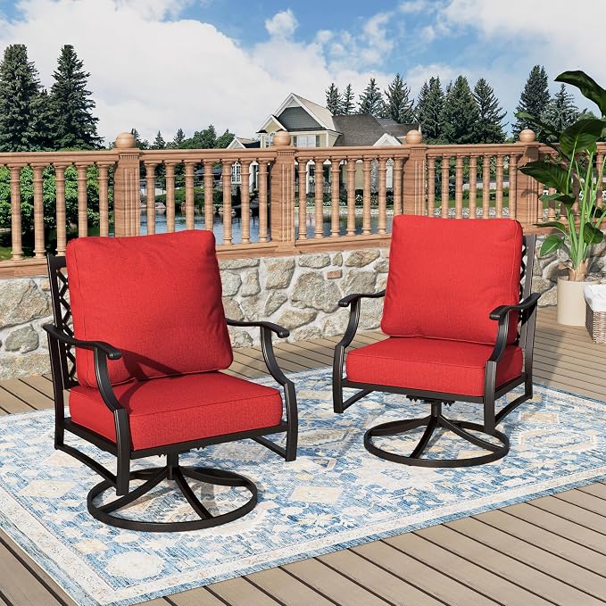 Mercedie Swivel Patio Dining Armchair with Cushion(Set of 2)