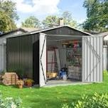 Outdoor Metal Shed Storage with Updated Frame Structure and Lockable Doors