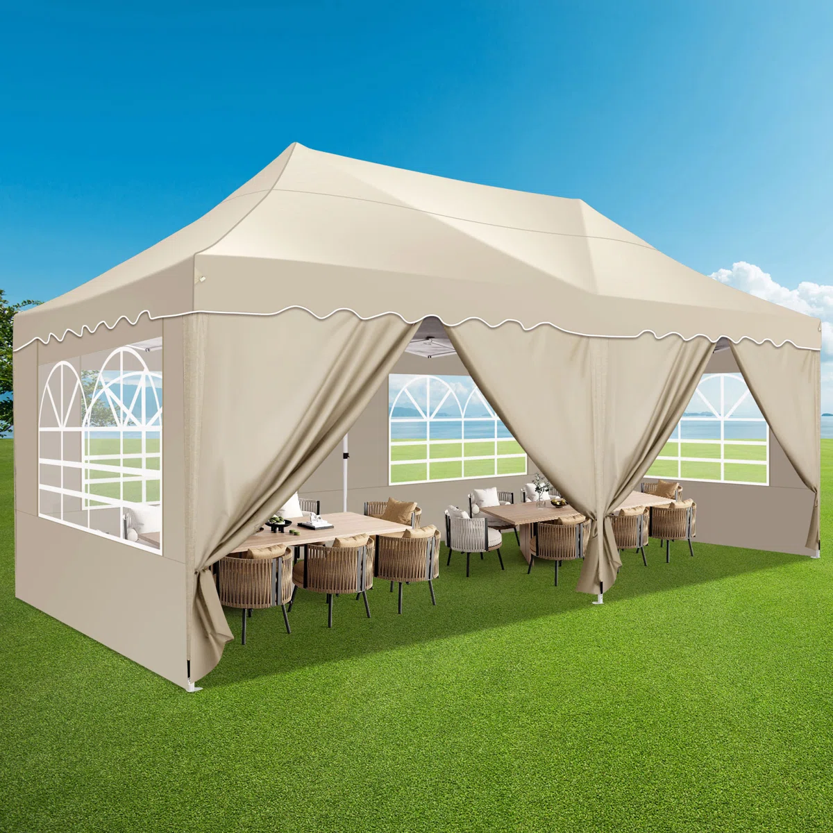 20' x 10' Waterproof Pop Up Canopy with Sidewalls