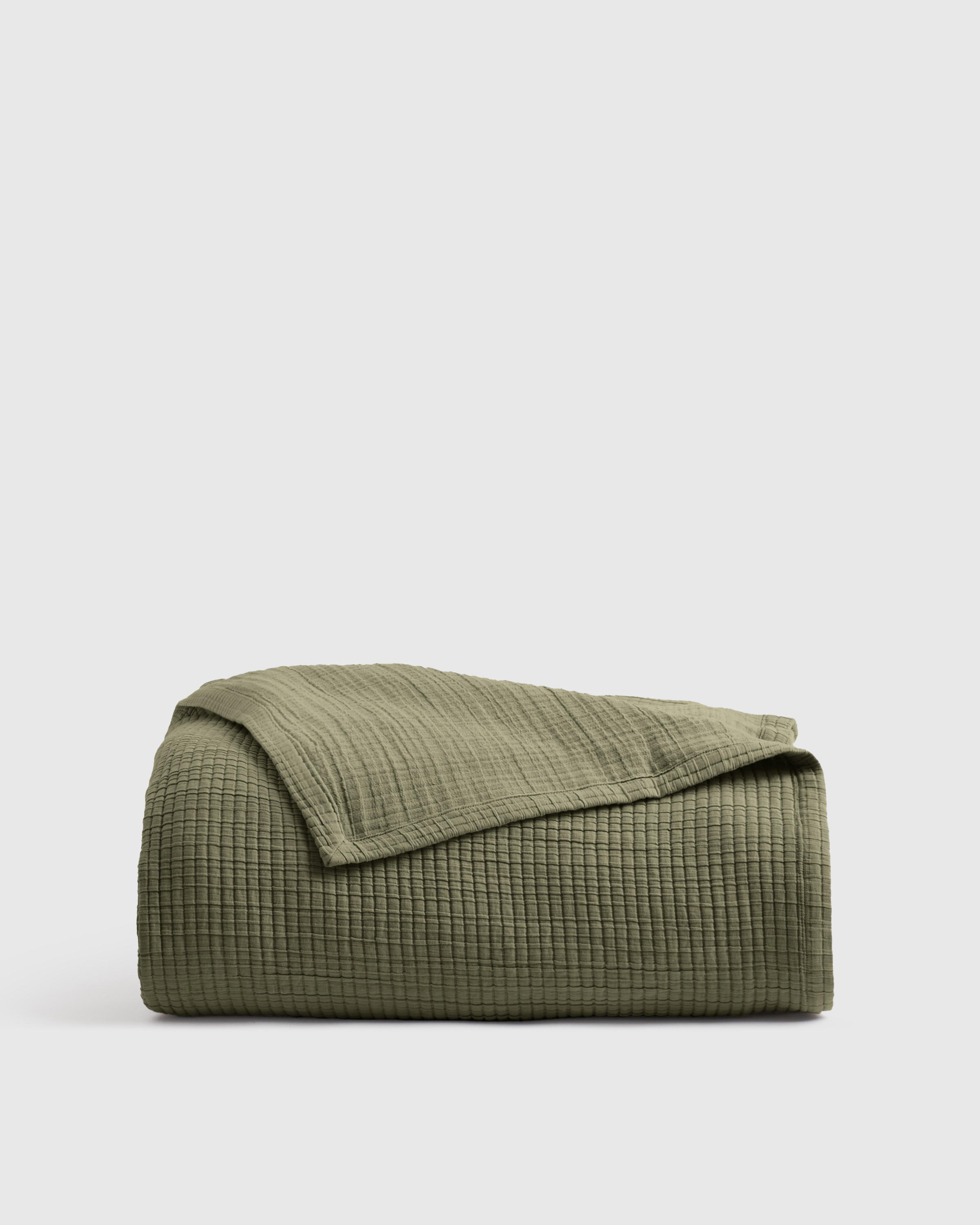 Organic Ribbed Cotton Coverlet, King/Cal King, Olive
