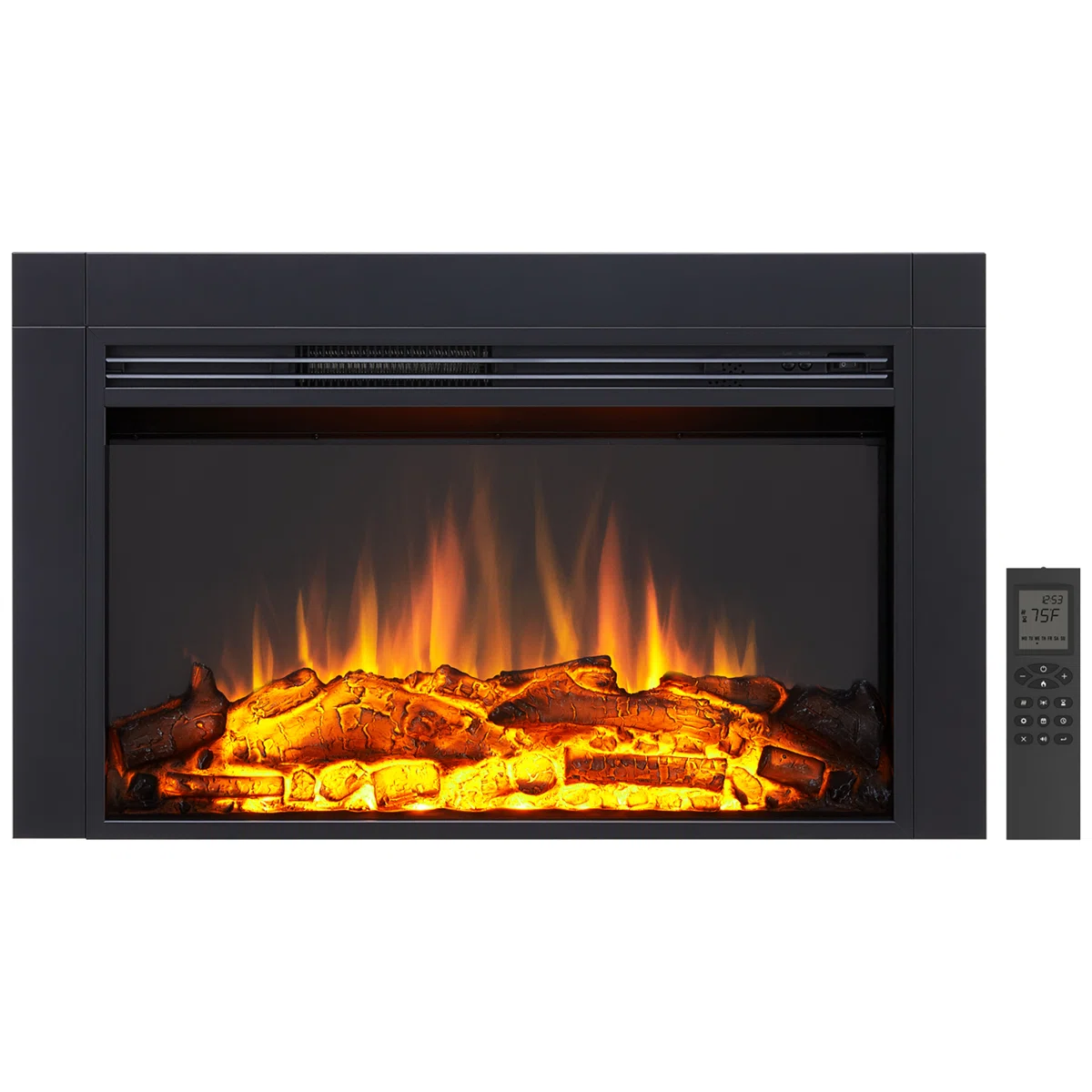 Otwin 36" W Electric Fireplace Insert with Adjustable Color Flames & Fire Cracking Sound