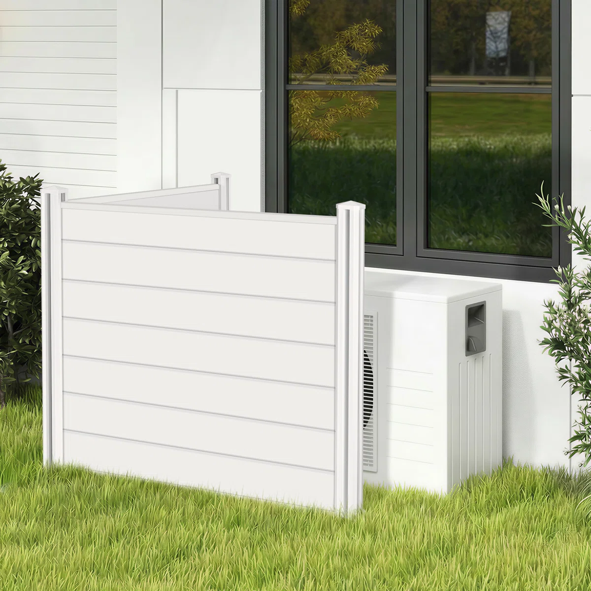 48" W X 48" H Air Conditioner Fence Panels,Vinyl Privacy Fence,Outdoor Privacy Screens,,Outdoor Privacy Screens,Trash Can Fence Pool Equipment Enclosure,White