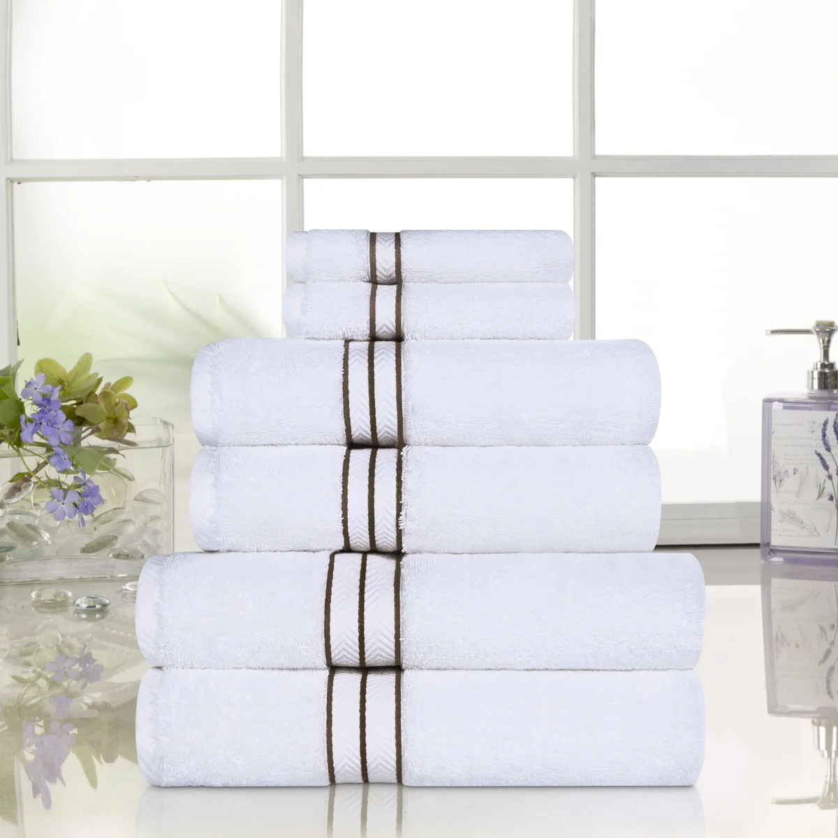 Josann Turkish Cotton Ultra-Plush Solid 6 Piece Highly Absorbent Heavyweight Towel Set