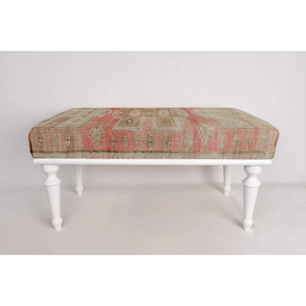 Footstool Bench, Desk Bench, Ottoman Bench, Upholstered Bench, Turkish Rug Bench, Kilim Bench, Home Decor Bench, Handmade Bench,Vanity Bench