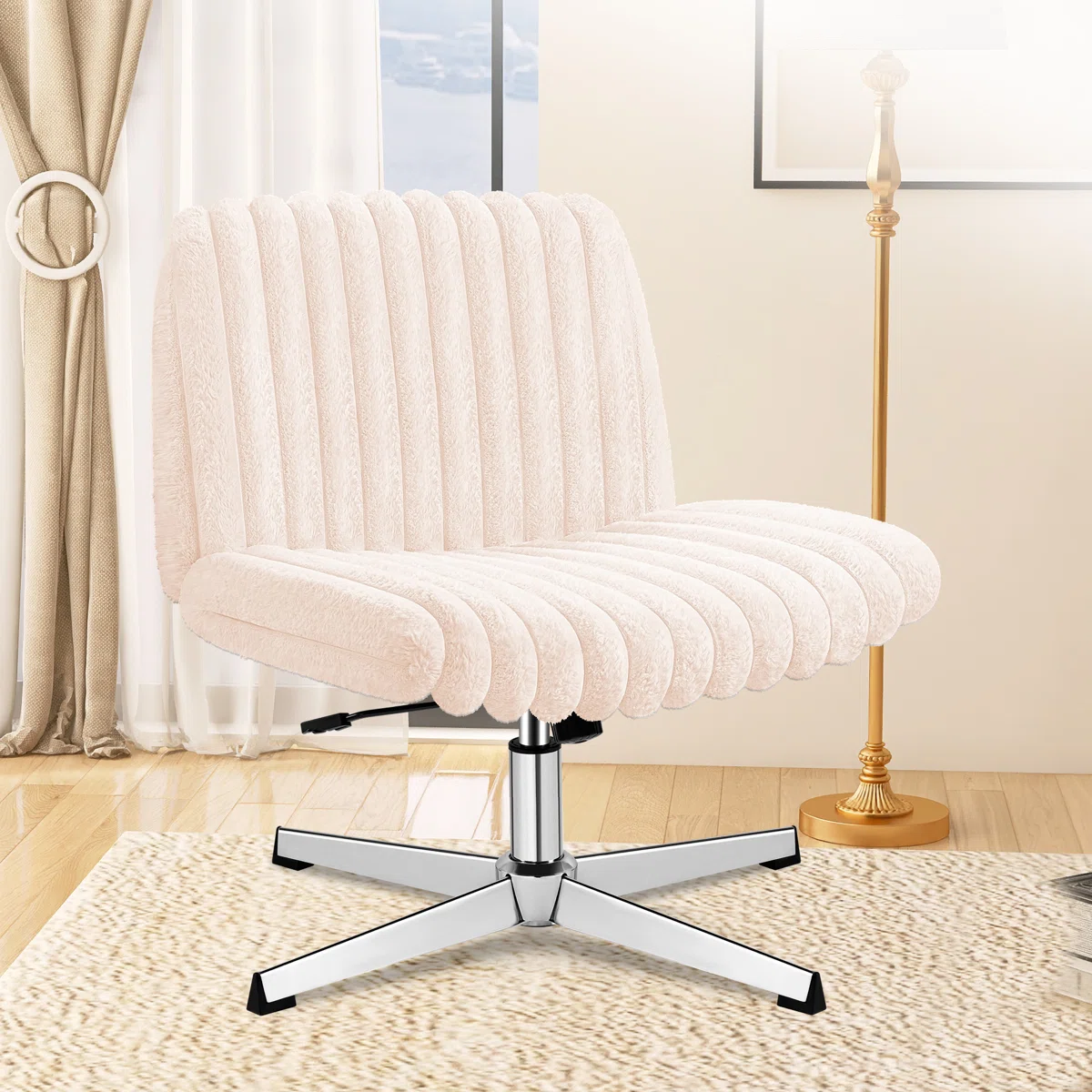 Huba Wide Seat Leisure Office Chair Cross Legs No Wheels