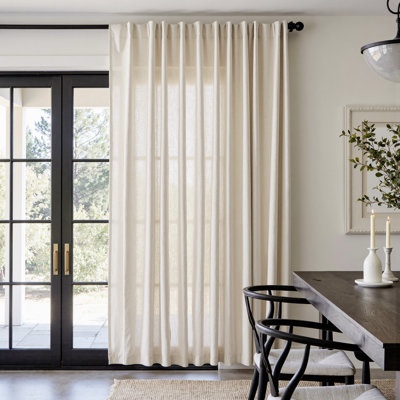 Linen Blend Extra Wide Curtain for Living Room, Rustic Farmhouse Light Filtering Room Divider, Single Panel for Bedroom Windows