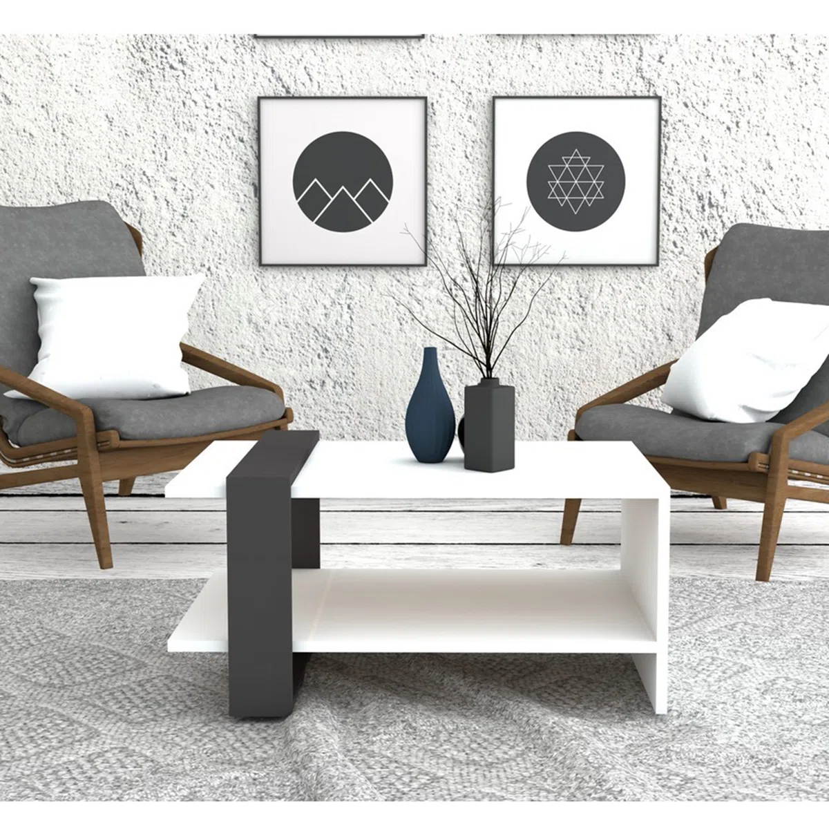 Modern 2-Tier Coffee Table, 31.5 x 13.8 x 19.7 inches | 100% Melamine Coated Particle Board, Thickness: 0.7 inches | Stylish & Functional Design with Additional Storage | Perfect for Living Room & Contemporary Spaces