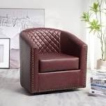 Logan faux leather tufted club chair - red