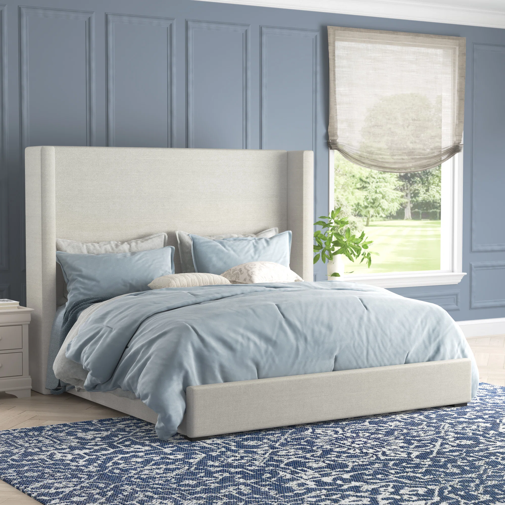 (Box 1 of 2) Esparto Upholstered Wingback Bed