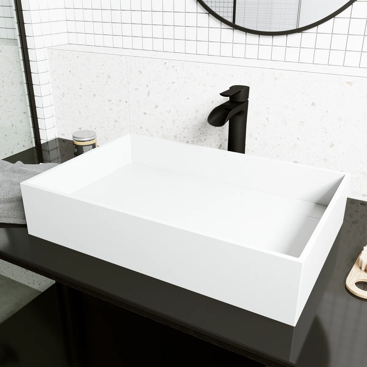 Montauk 23" L x 15" W x 5" H Matte White Handmade Rectangular Vessel Bathroom Sink