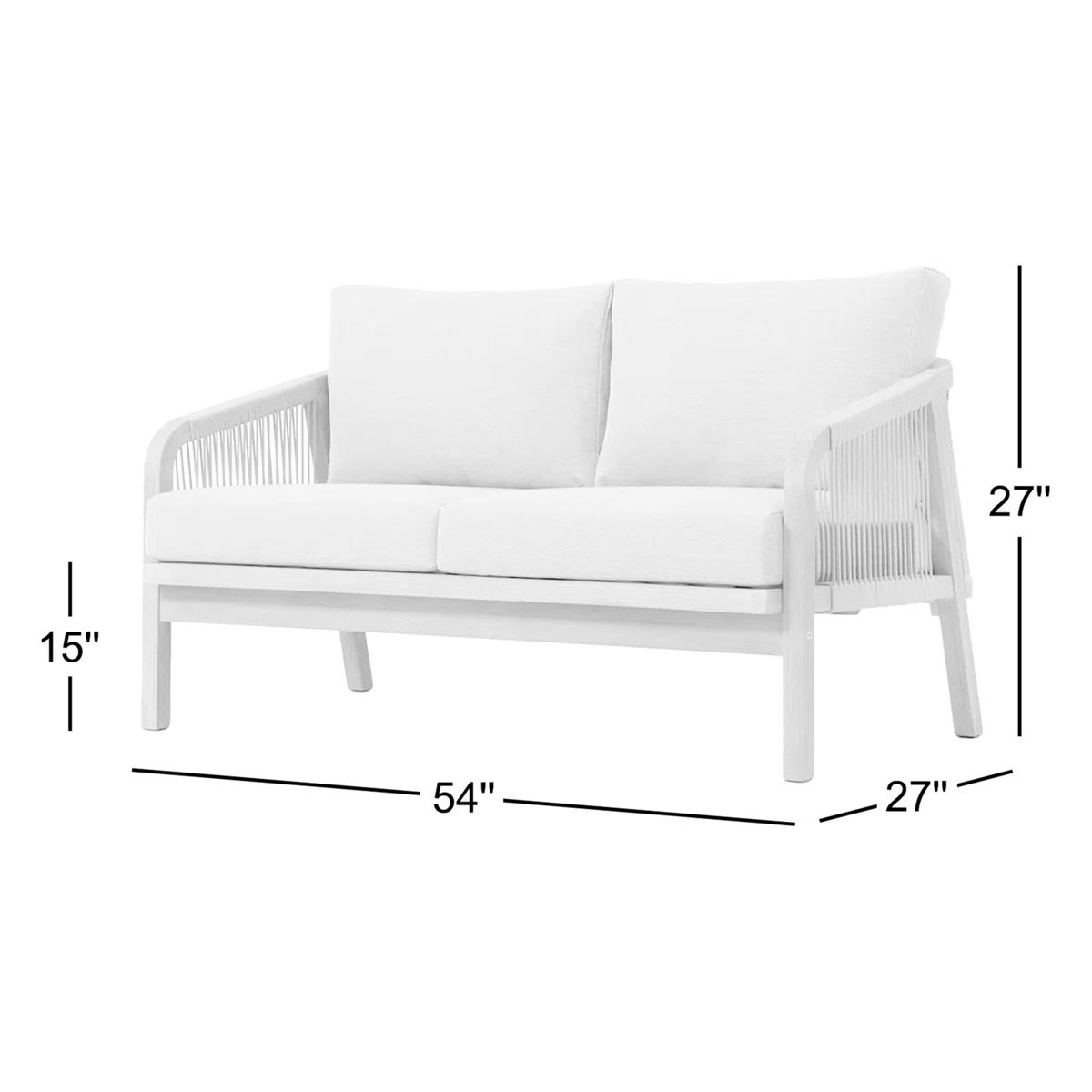 Mariliva Outdoor Acacia Wood Woven Loveseat With Cushions