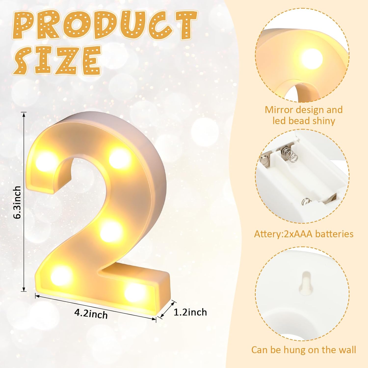 Mudder 2026 Light up Numbers for New Year Party Decorations LED 2026 Graduate Numbers Lights Battery Operated Sign Table Decor Party Supplies