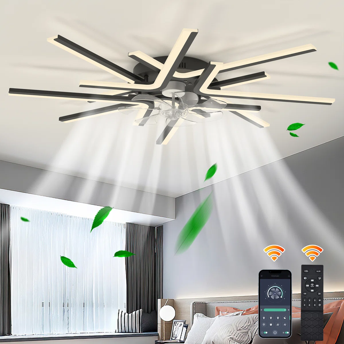 Hanke 35.43" 7 - Blade Reversible LED Dimmable Ceiling Fan With Light And Remote box 4of 4 missing parts