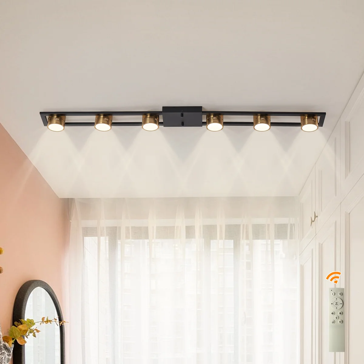 Niala 48.42" W 6-Light LED Dimmable Flush Mount