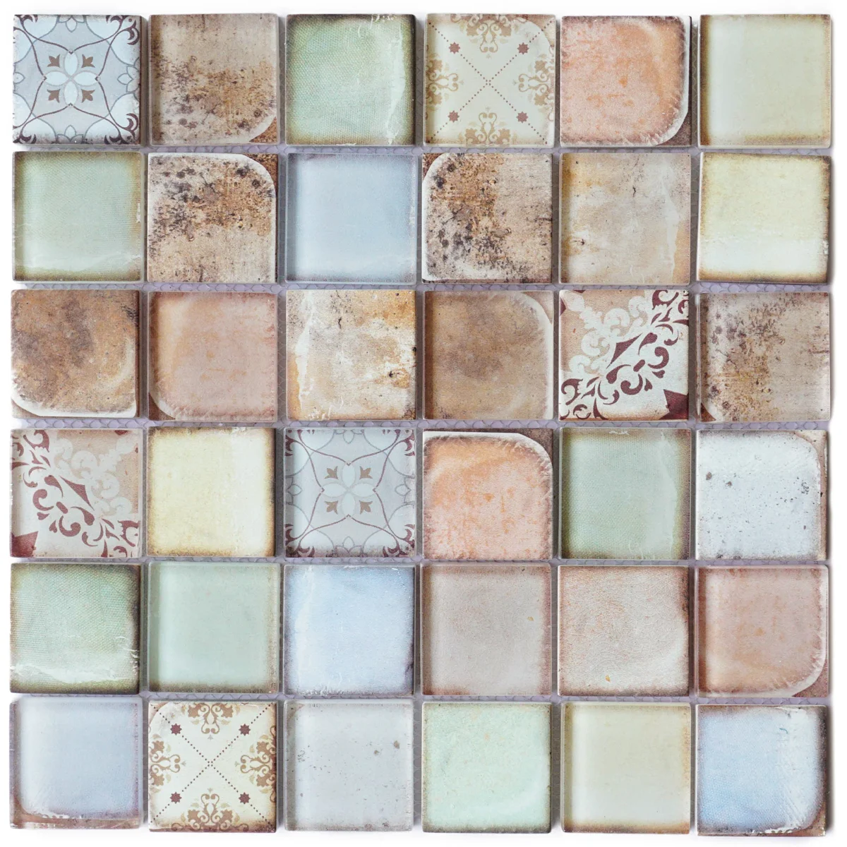 Classic Roman 2" x 2" Glass Grid Mosaic Wall Tile