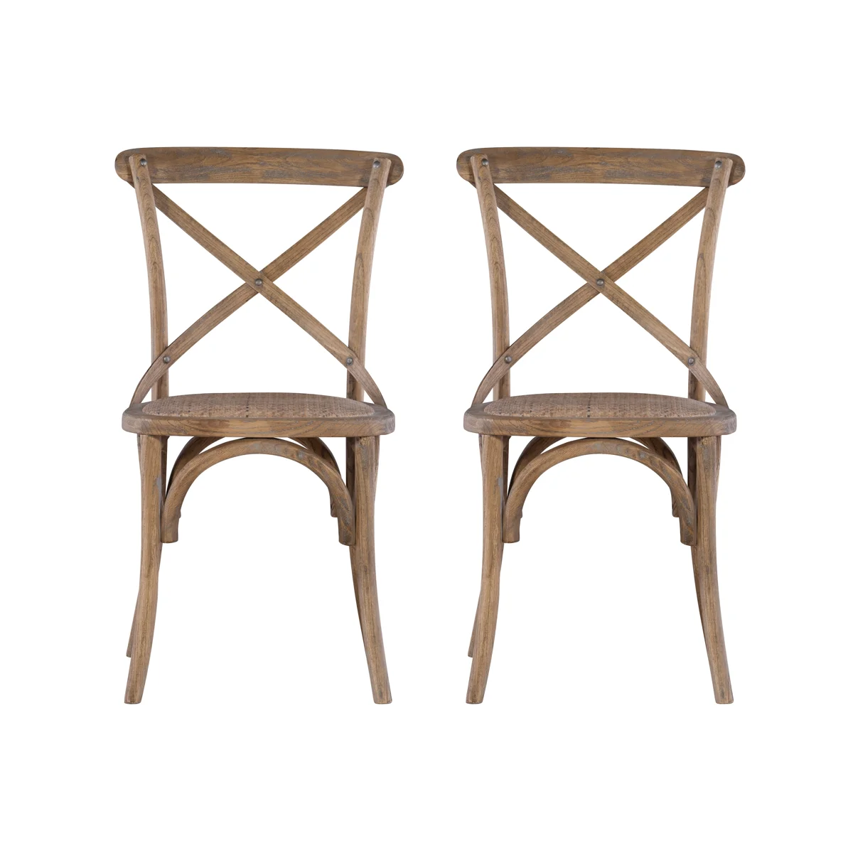Bailes Solid Elm Wood Cross Back Side Chair
