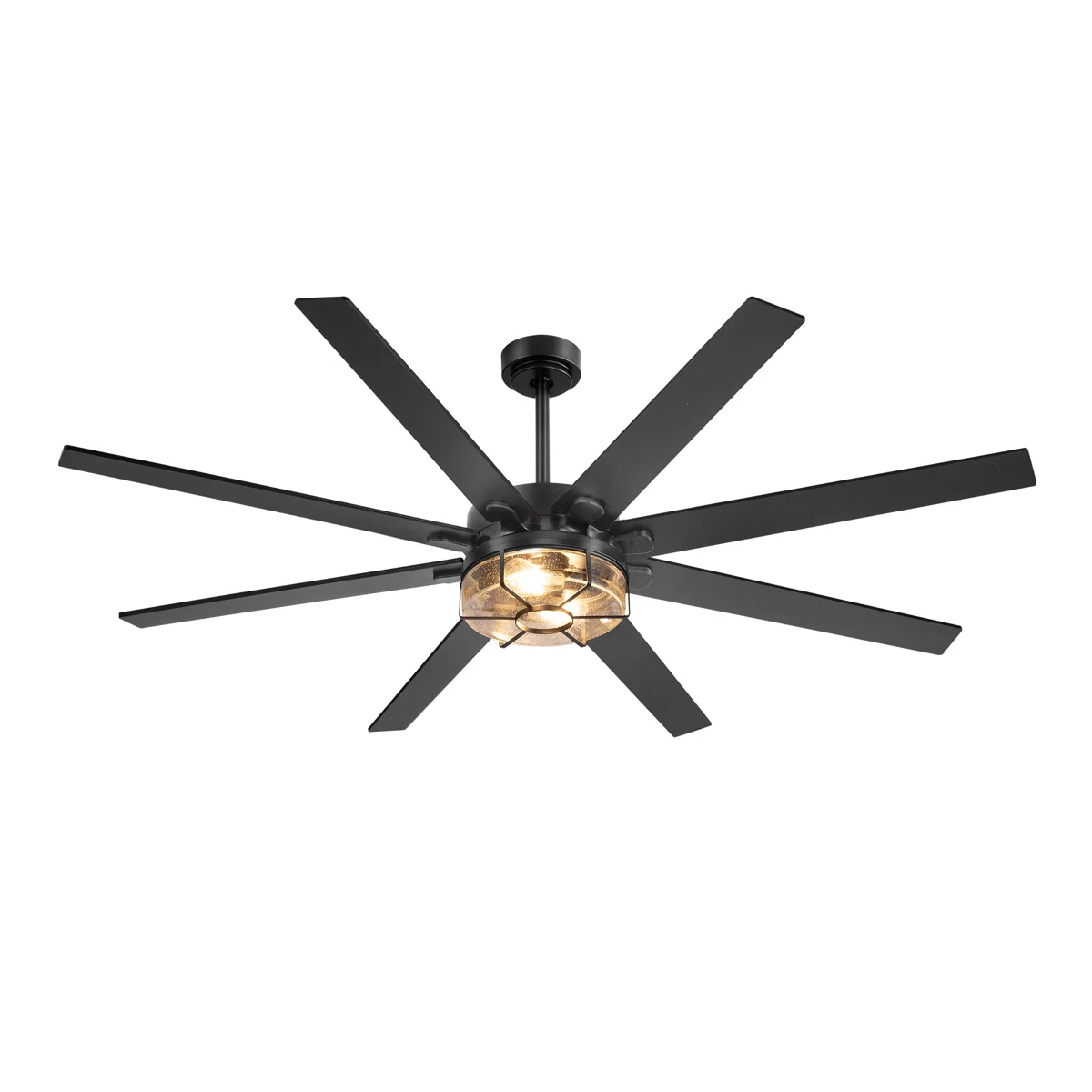 65" Black 8-Blade Ceiling Fan with Remote Control for Bedrooms & Living Spaces