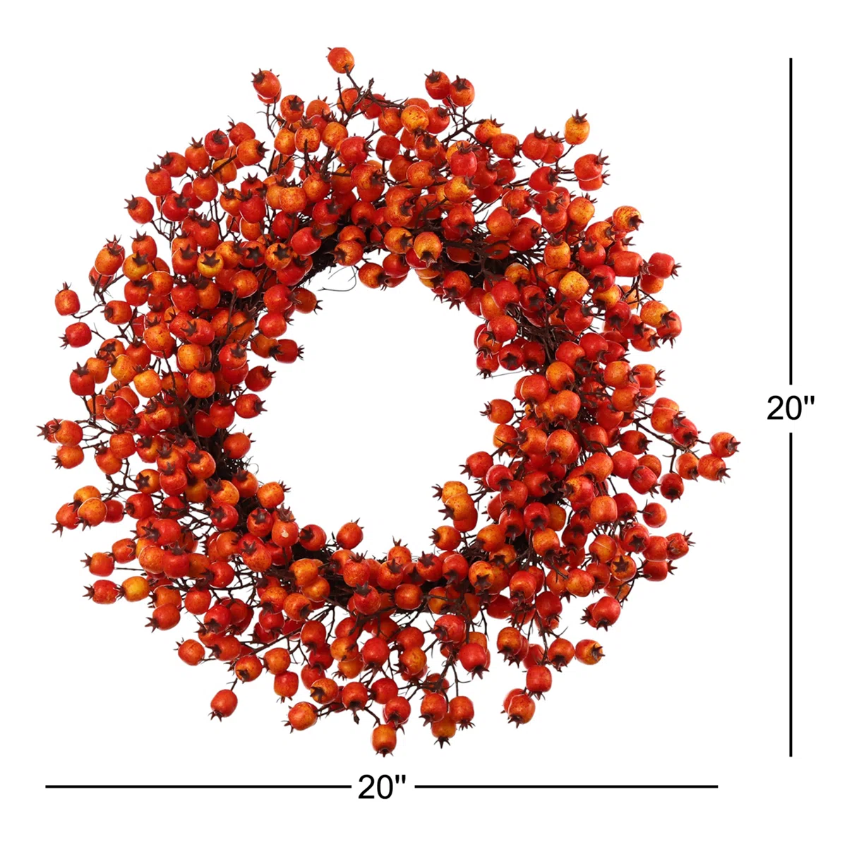 Frosted Berry Branch Tall Silk Wreath - Holiday Front Door Decor