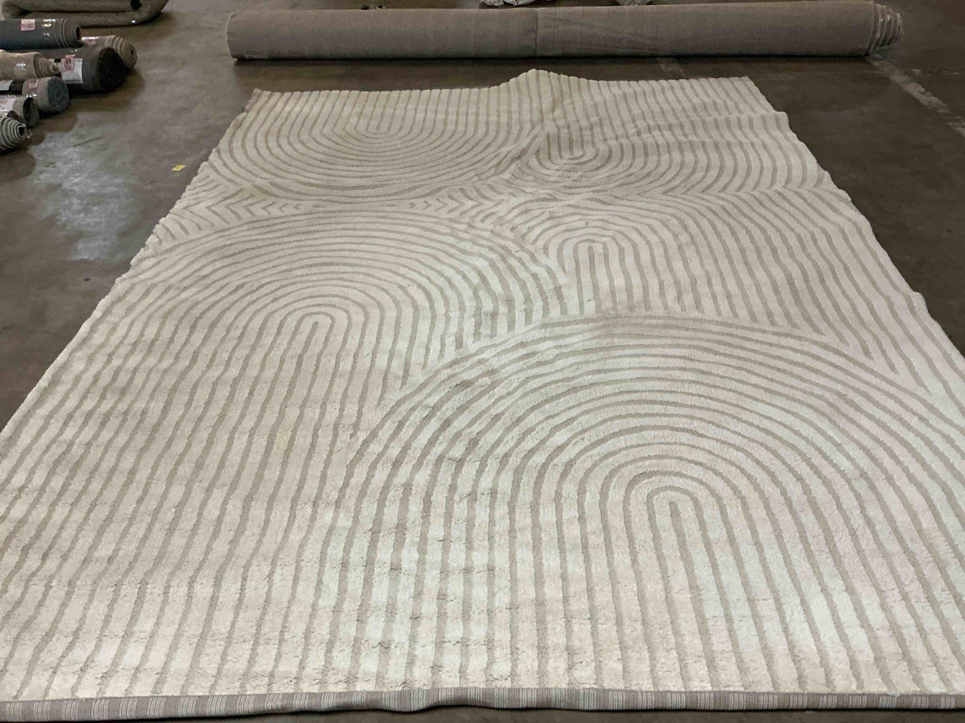 8.6 x 11.6ft Modern Area Rug, Tan and Cream
