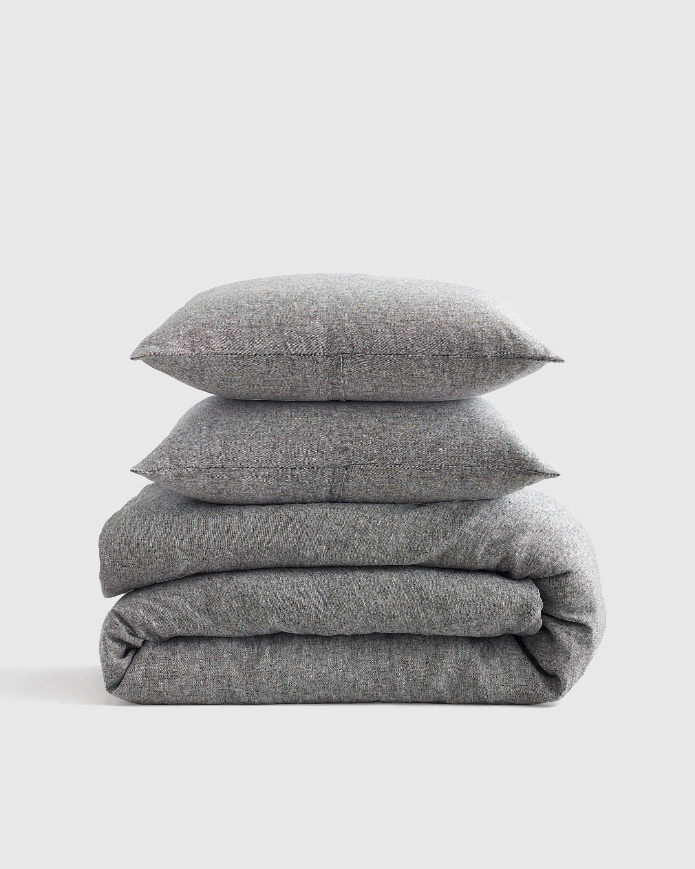 European Linen Chambray Duvet Cover Set, King/Cal King, Charcoal