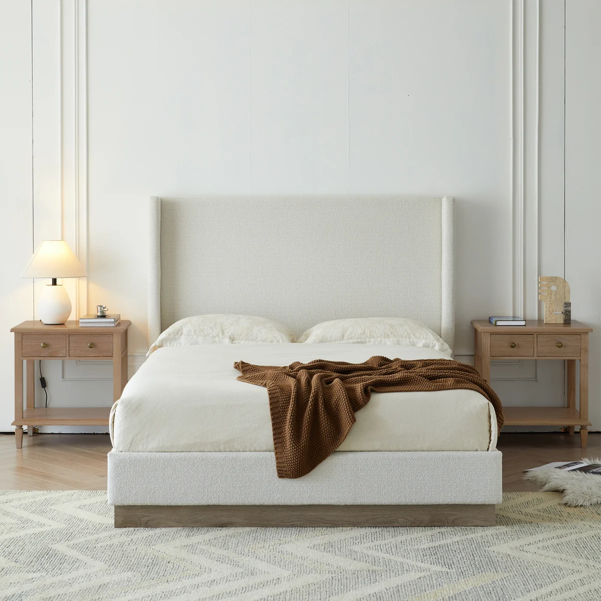 Hosford Upholstered Wingback Bed